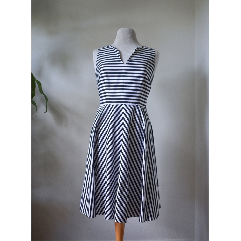 Ann Taylor Fit and Flare Striped Dress